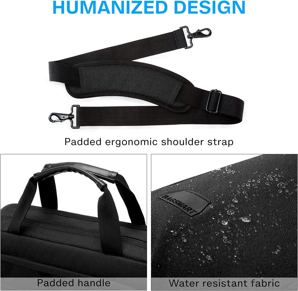 Laptop Bag, 15.6 Inch Briefcase Men, Lockable Computer Bag Work Bag, Water-Repellent Shoulder Messenger Bag Travel Office Business, Black